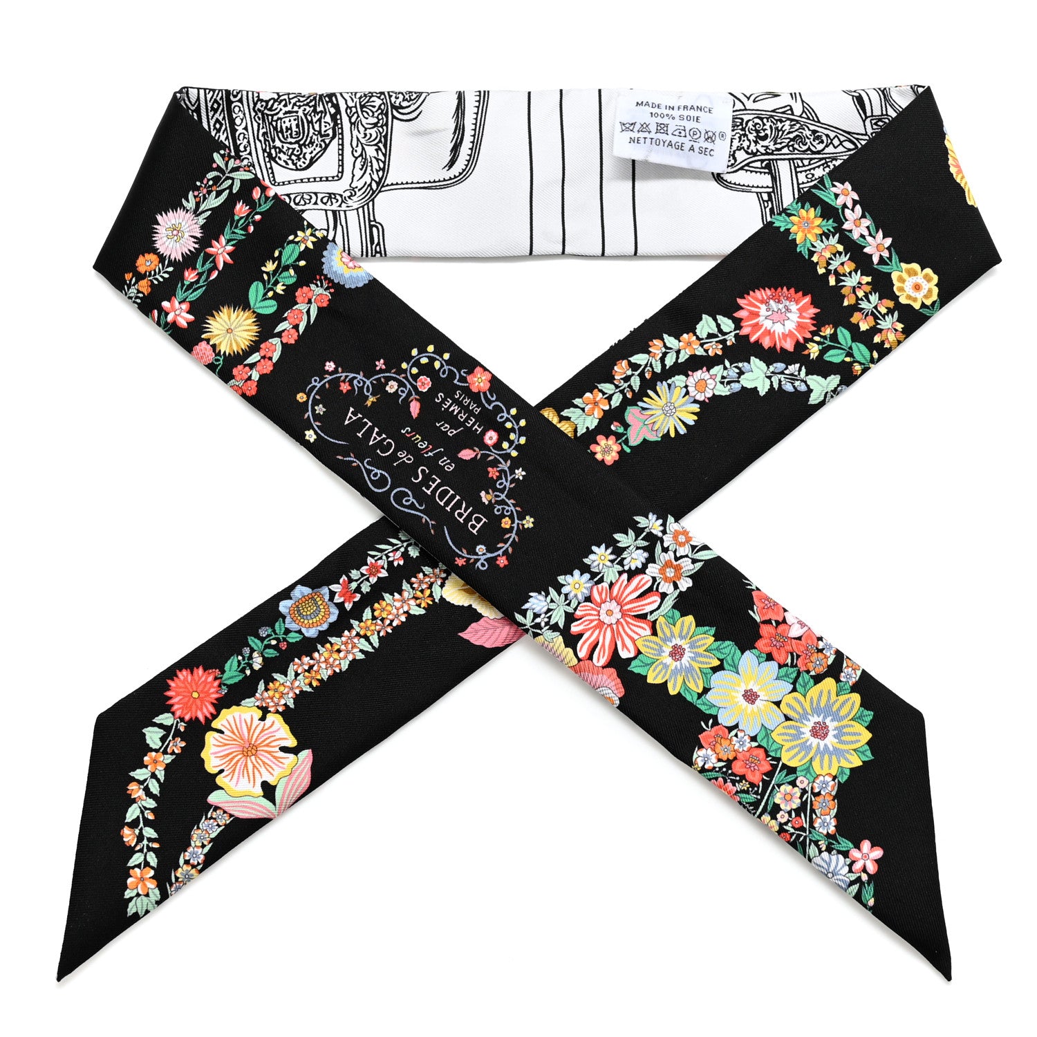 Hermes Silk Brides de Gala en Fleurs Twilly Black Multicolor White 1 of 5