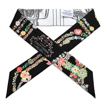 Hermes Silk Brides de Gala en Fleurs Twilly Black Multicolor White 1 of 5