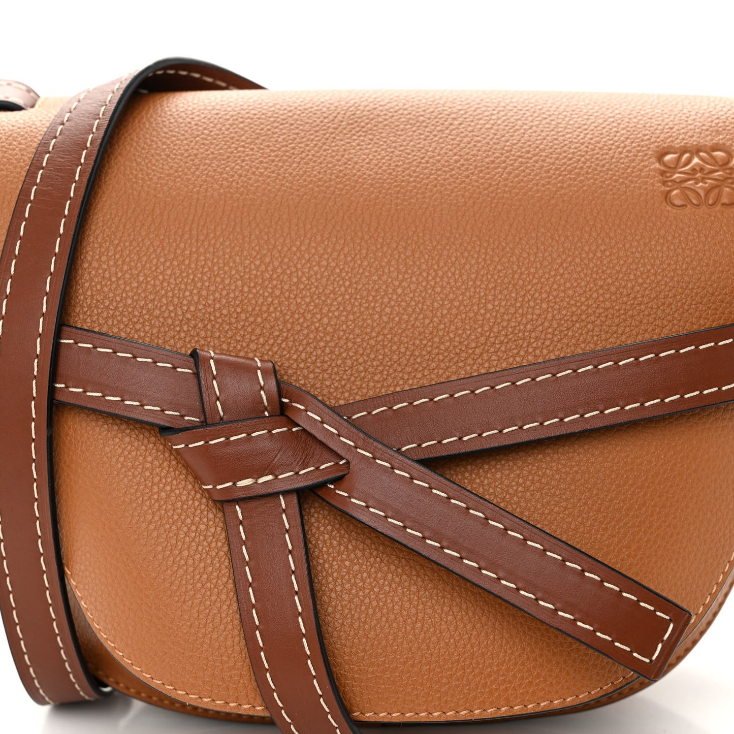 Grained Calfskin Small Gate Crossbody Bag Caramel Pecan