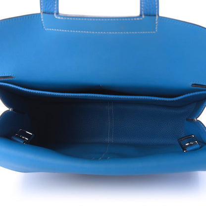 Hermes Taurillon Clemence Halzan 31 GM Bleu Zanzibar 6 of 9