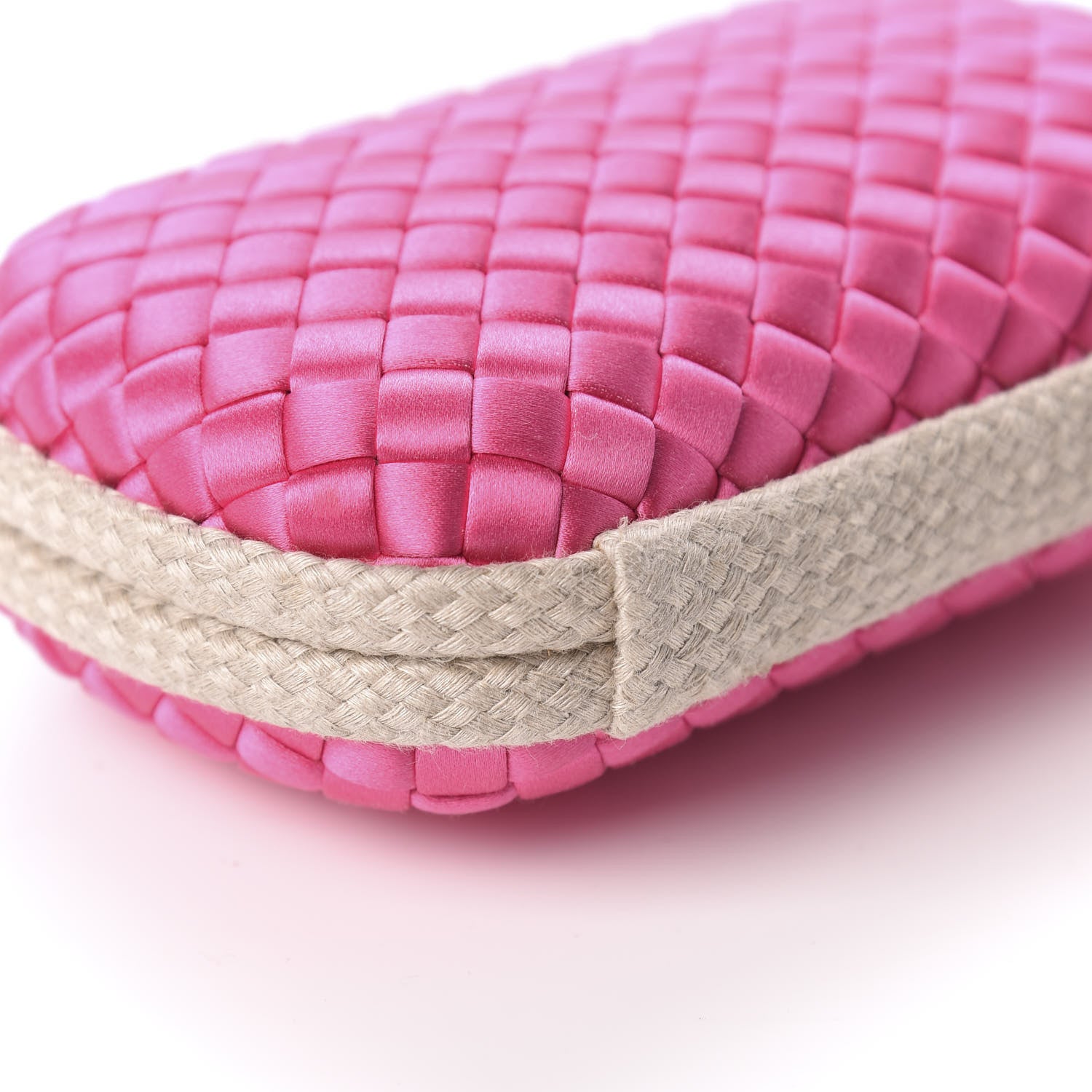 Bottega Veneta Satin Intreccio Impero Knot Clutch Rosa Shock 6 of 9