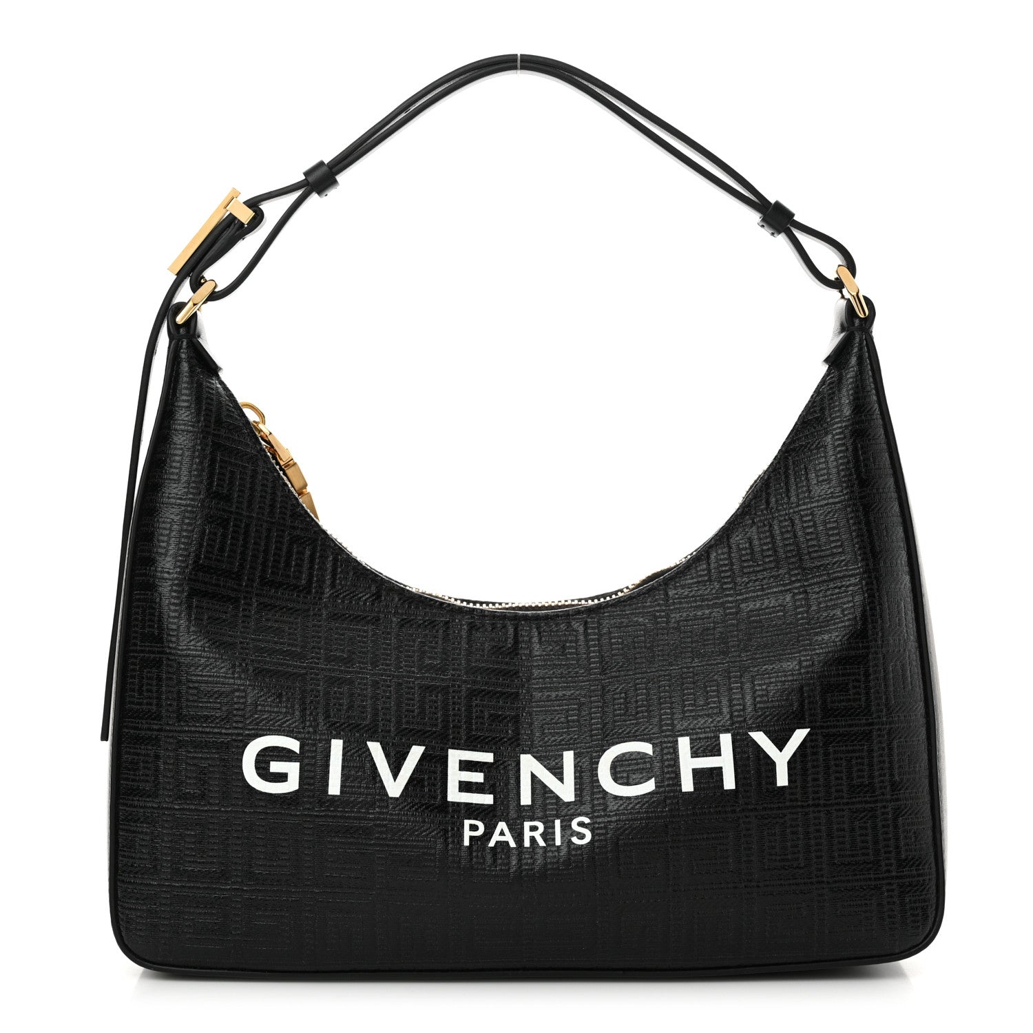 Givenchy Coated Canvas Logo 4G Embossed Small Moon Cut Out Shoulder Bag Black 1 of 10