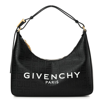 Givenchy Coated Canvas Logo 4G Embossed Small Moon Cut Out Shoulder Bag Black 1 of 10