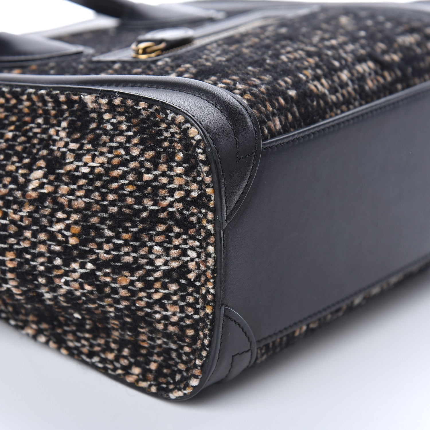Celine Smooth Calfskin Tweed Nano Luggage Black 5 of 10