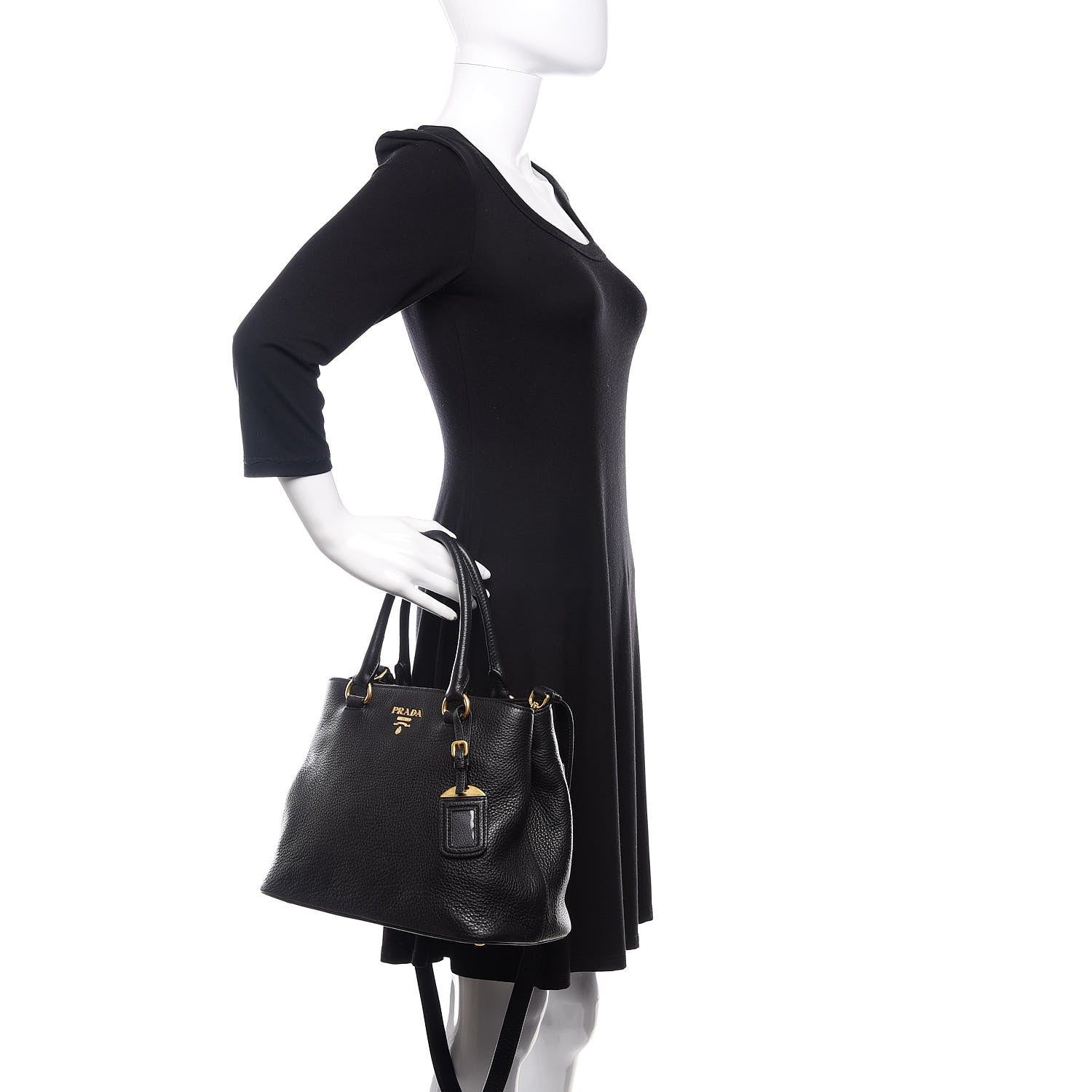 Prada Vitello Daino Tote Black 3 of 12