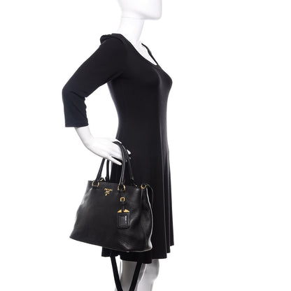 Prada Vitello Daino Tote Black 3 of 12