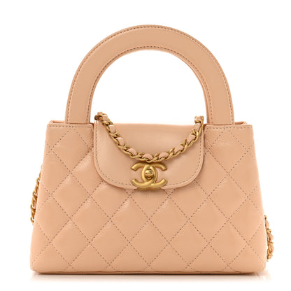 Chanel Shiny Aged Calfskin Quilted Nano Kelly Shopper Beige 1 of 10
