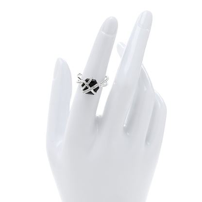 David Yurman Sterling Silver Diamond Black Onyx 10mm Cable Wrap Ring 52 6 2 of 4