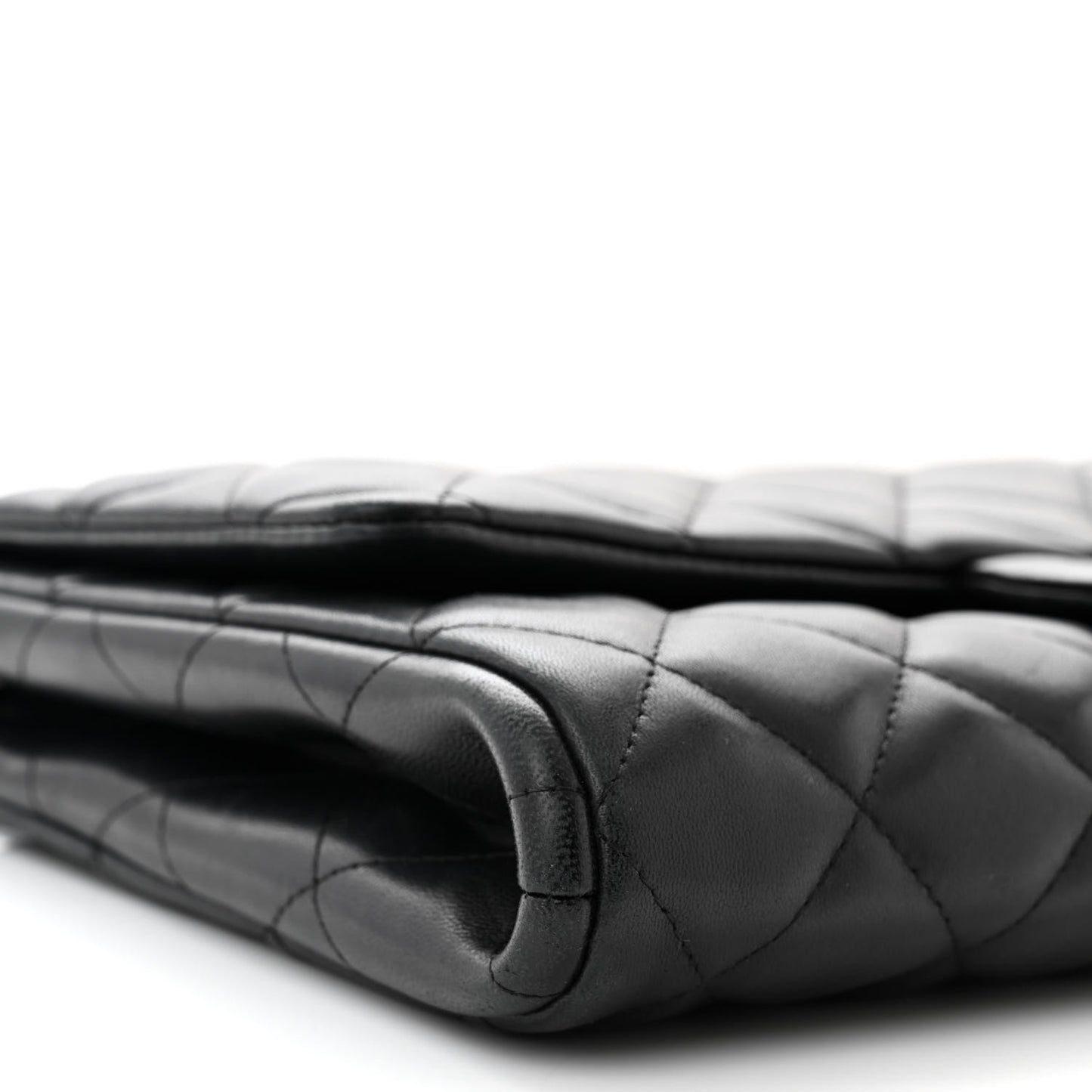 Lambskin Quilted Clutch With Chain Flap Black