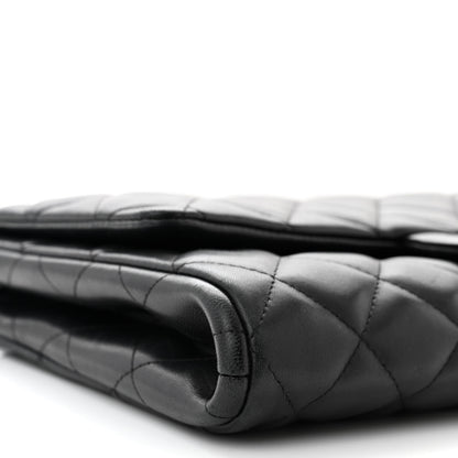 Chanel Lambskin Quilted Clutch With Chain Flap Black 9 of 11