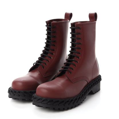 Balenciaga Calfskin Woven Detail Mens Combat Boots 42 Bordeaux 3 of 9