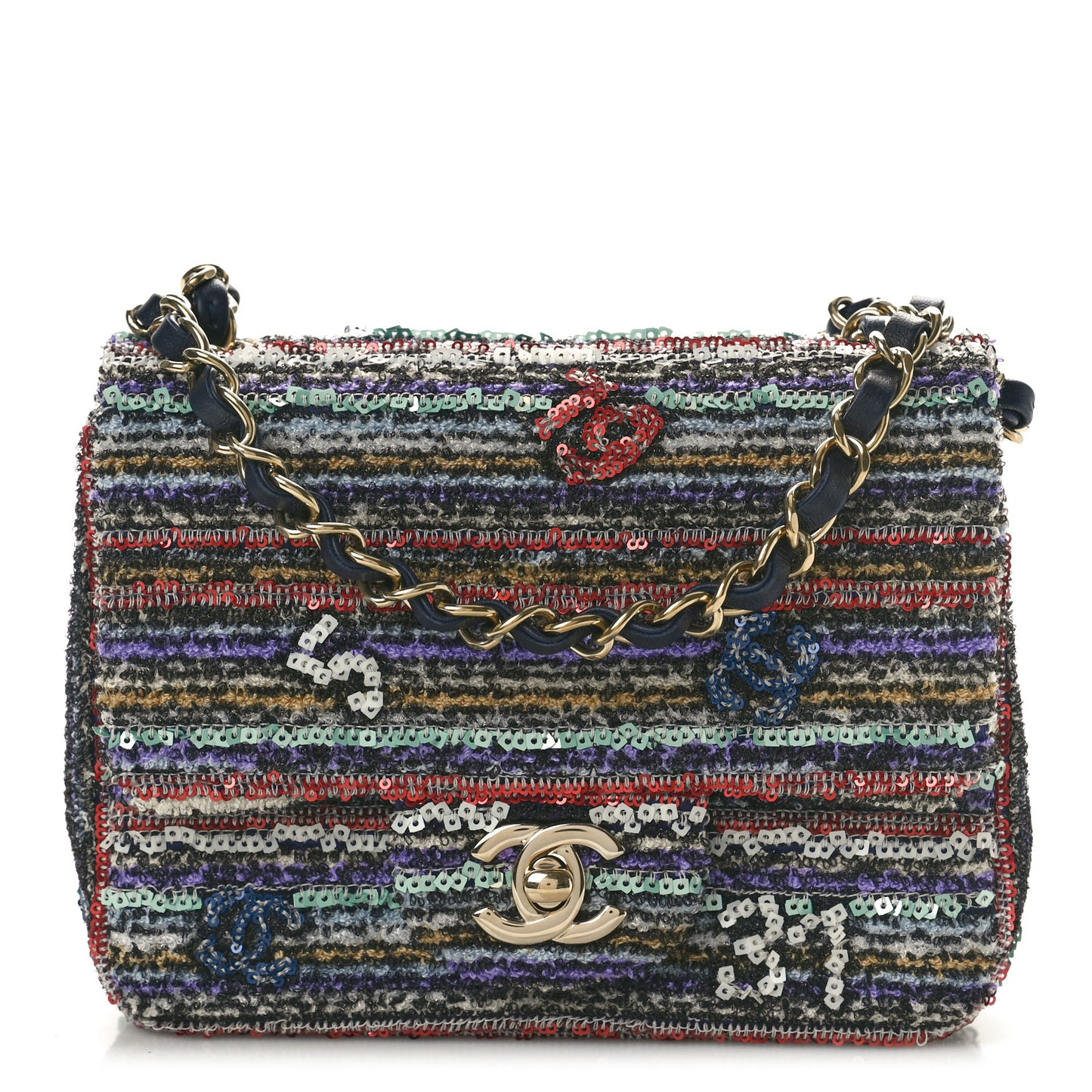 Mixed Fibers Sequin Quilted Mini Flap Multicolor