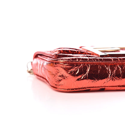 Fendi Laminated Metallic Calfskin Mia Pochette Red 8 of 10