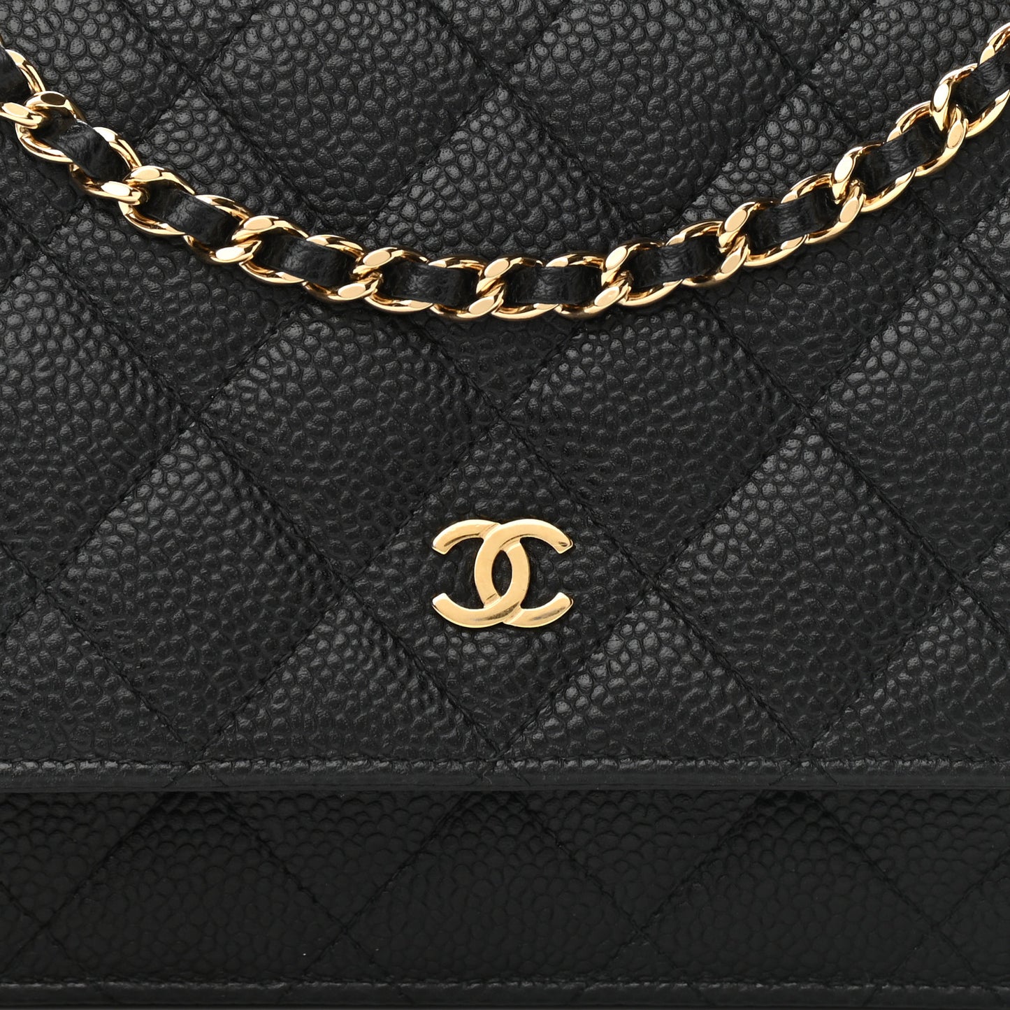 Caviar Quilted Wallet On Chain WOC Black