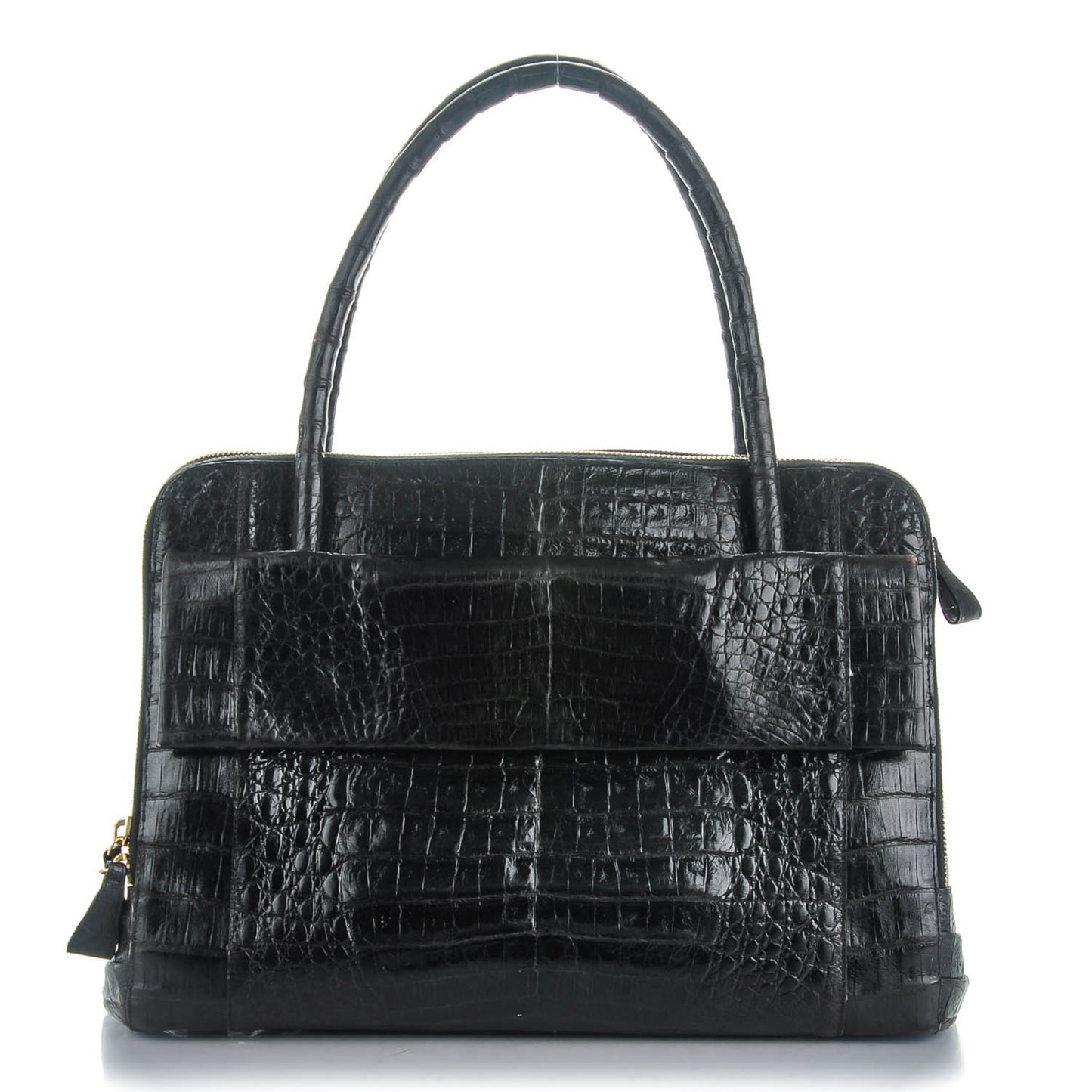 Crocodile Top Handle Bag Black
