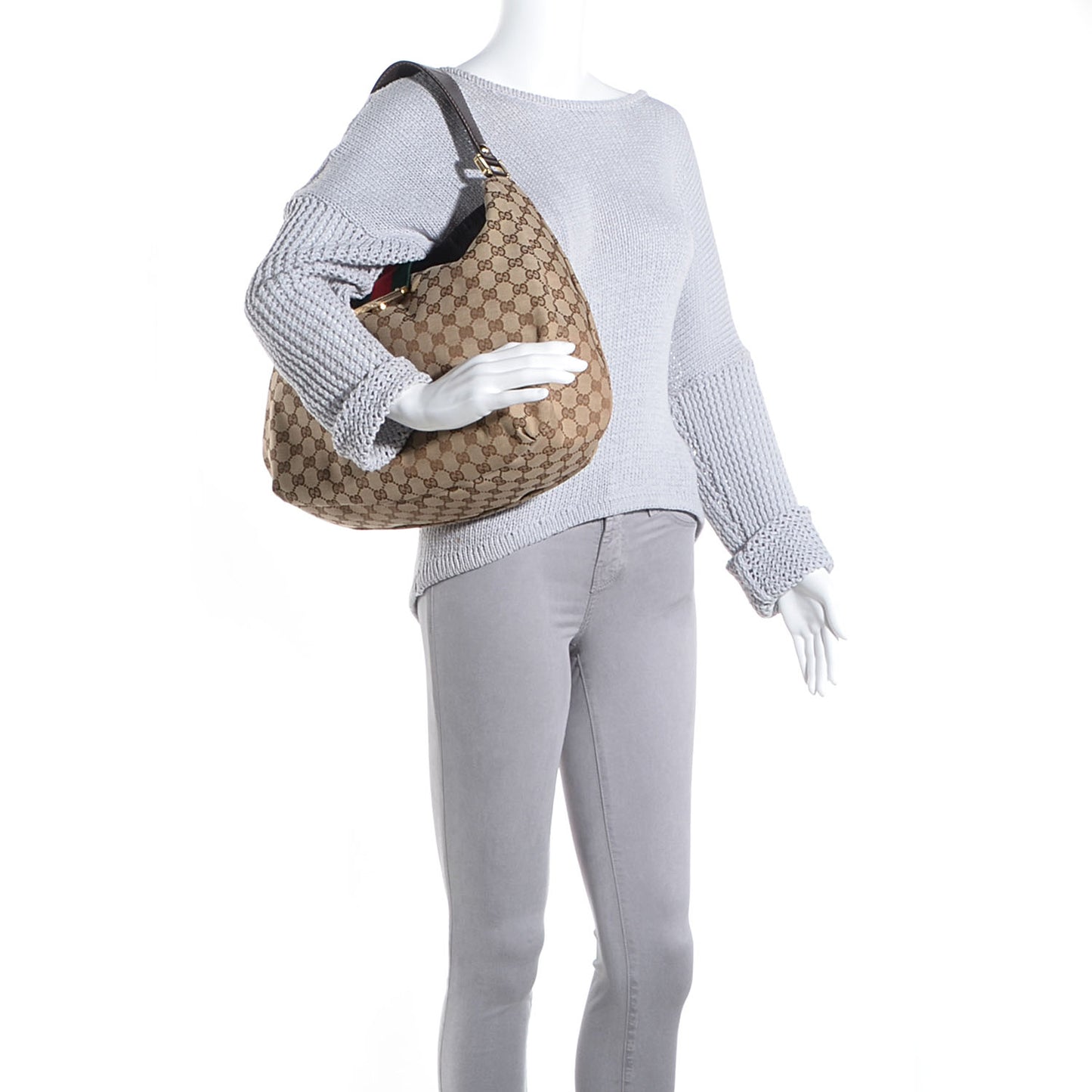 Monogram New Ladies Web Large Hobo Brown