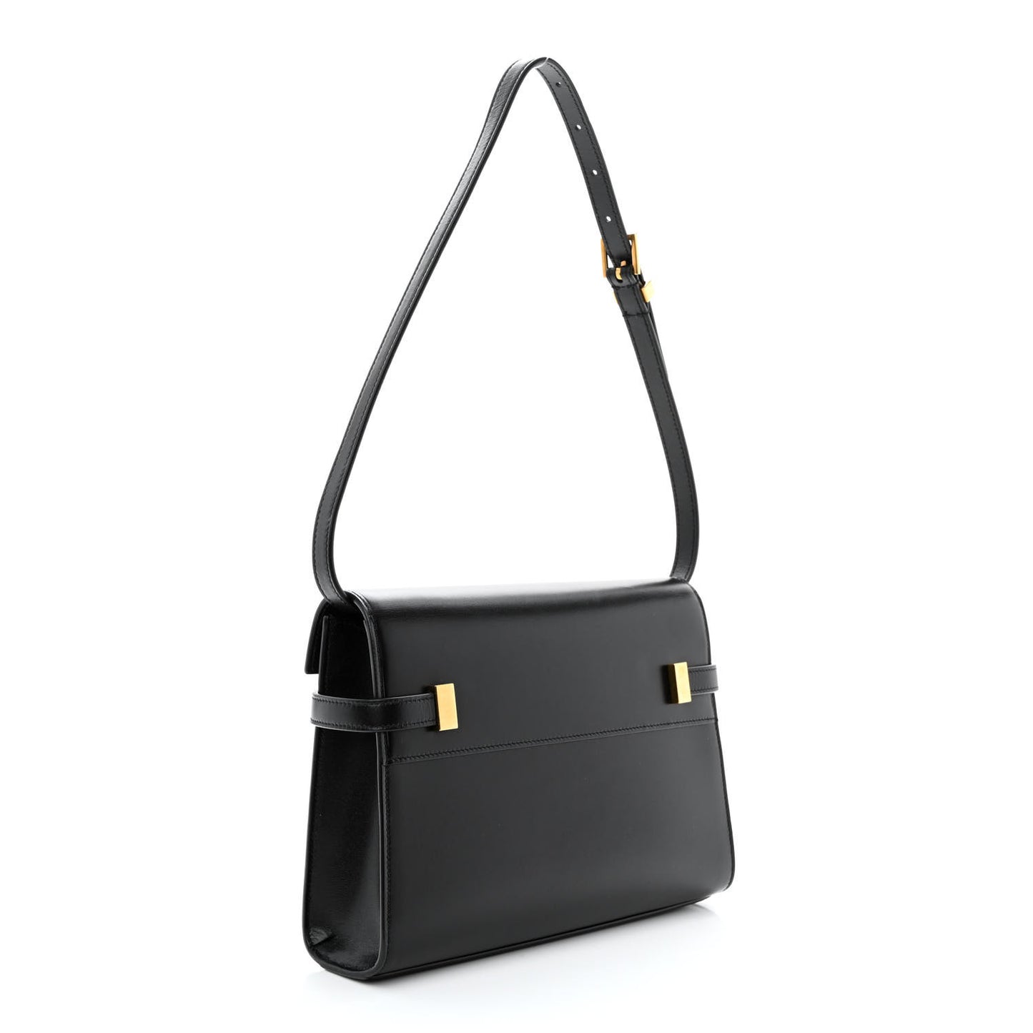 Smooth Calfskin Small Manhattan Shoulder Bag Black