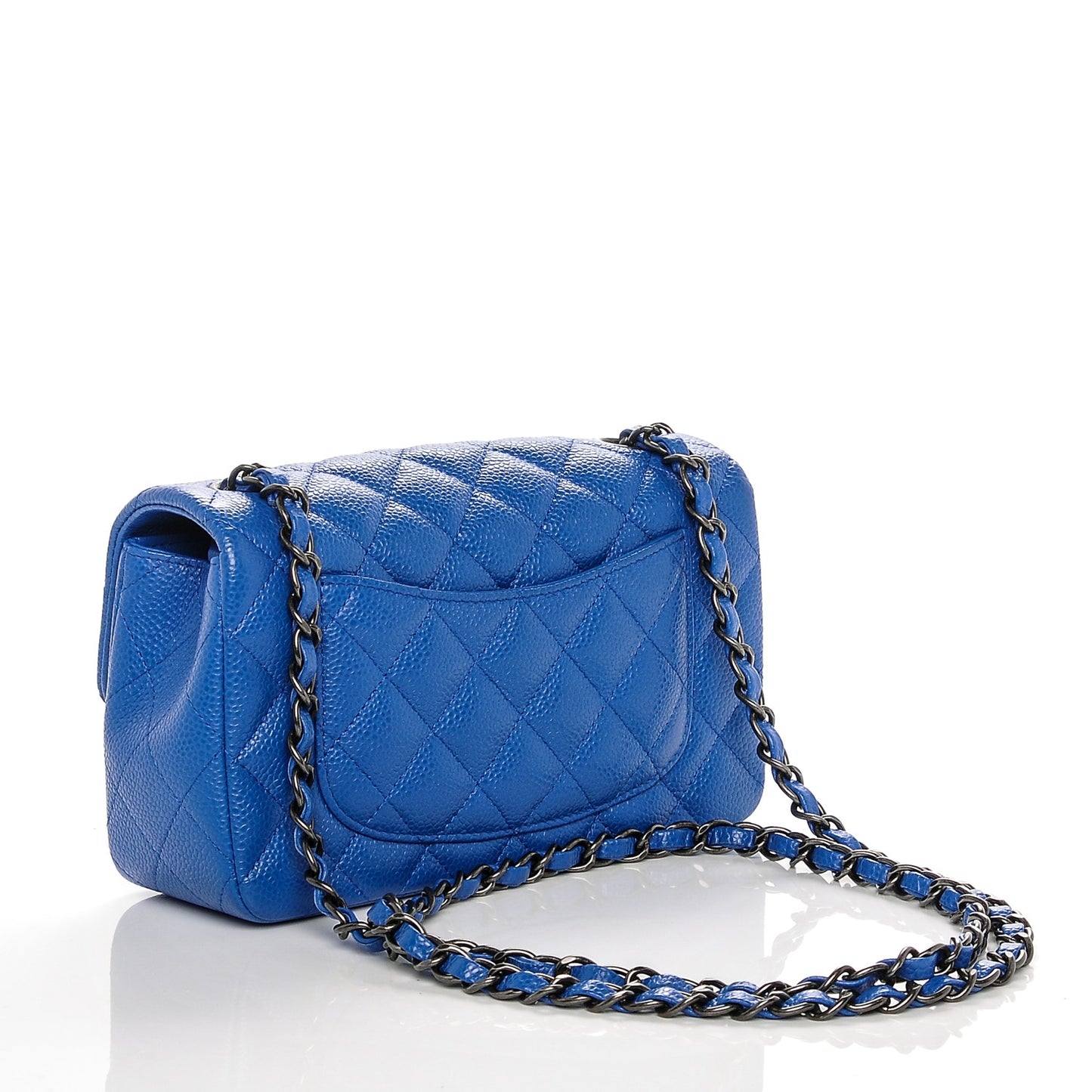 Caviar Quilted Mini Rectangular Flap Blue
