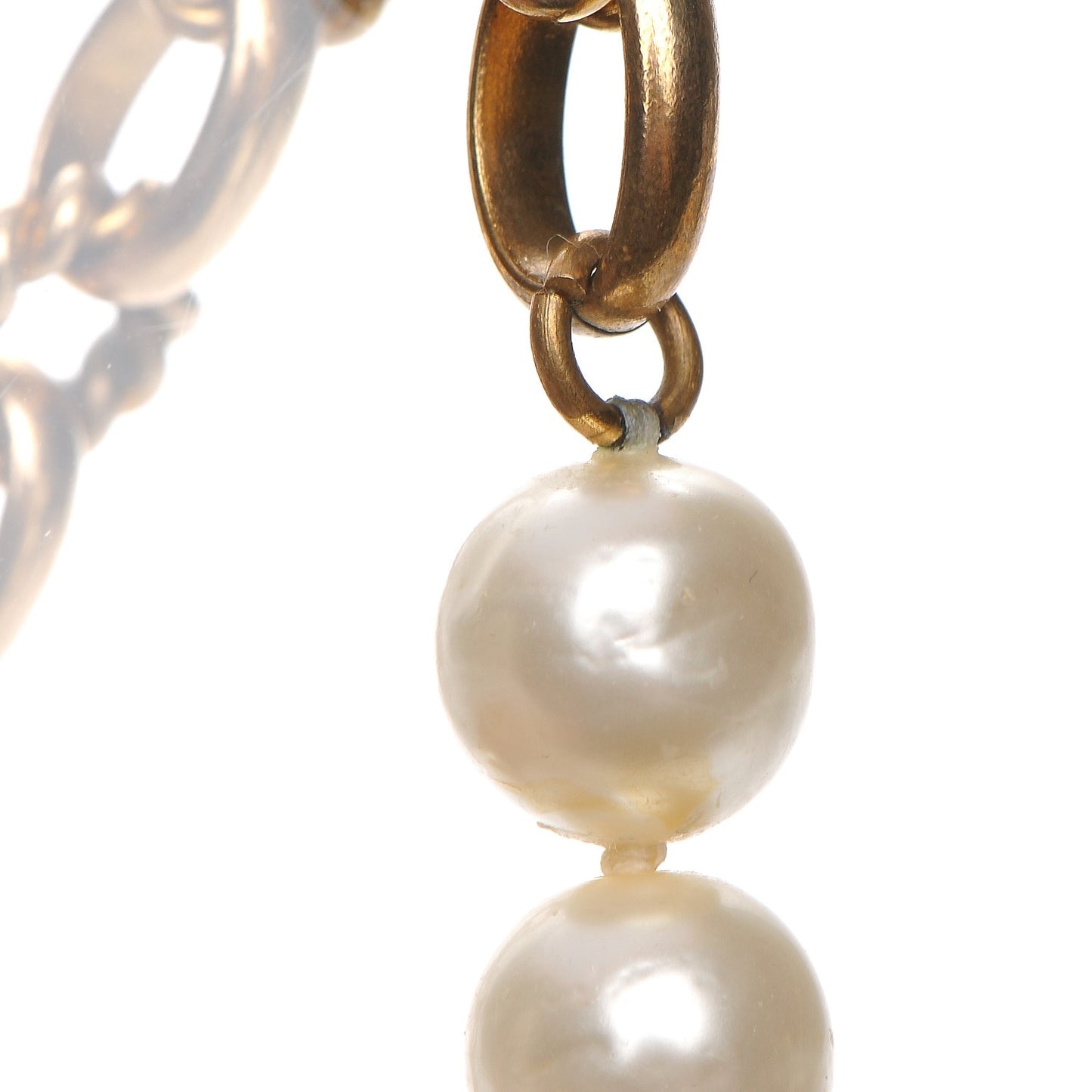 Pearl Chain Long Necklace Gold