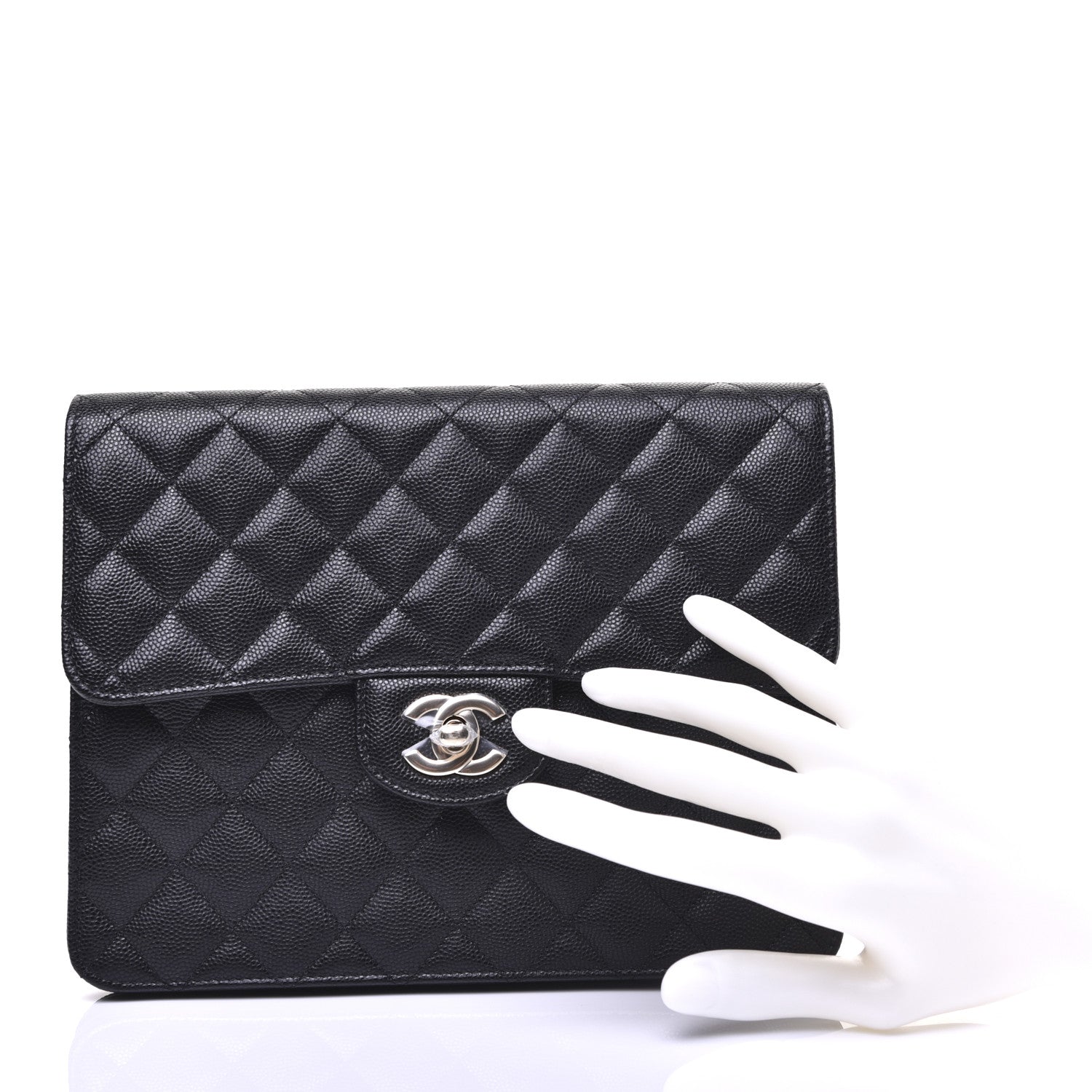 Chanel Caviar Quilted Square Flap Clutch Black 2 of 13
