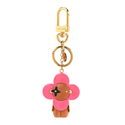 Wood Monogram Vivienne Puppet Bag Charm Key Holder Pink