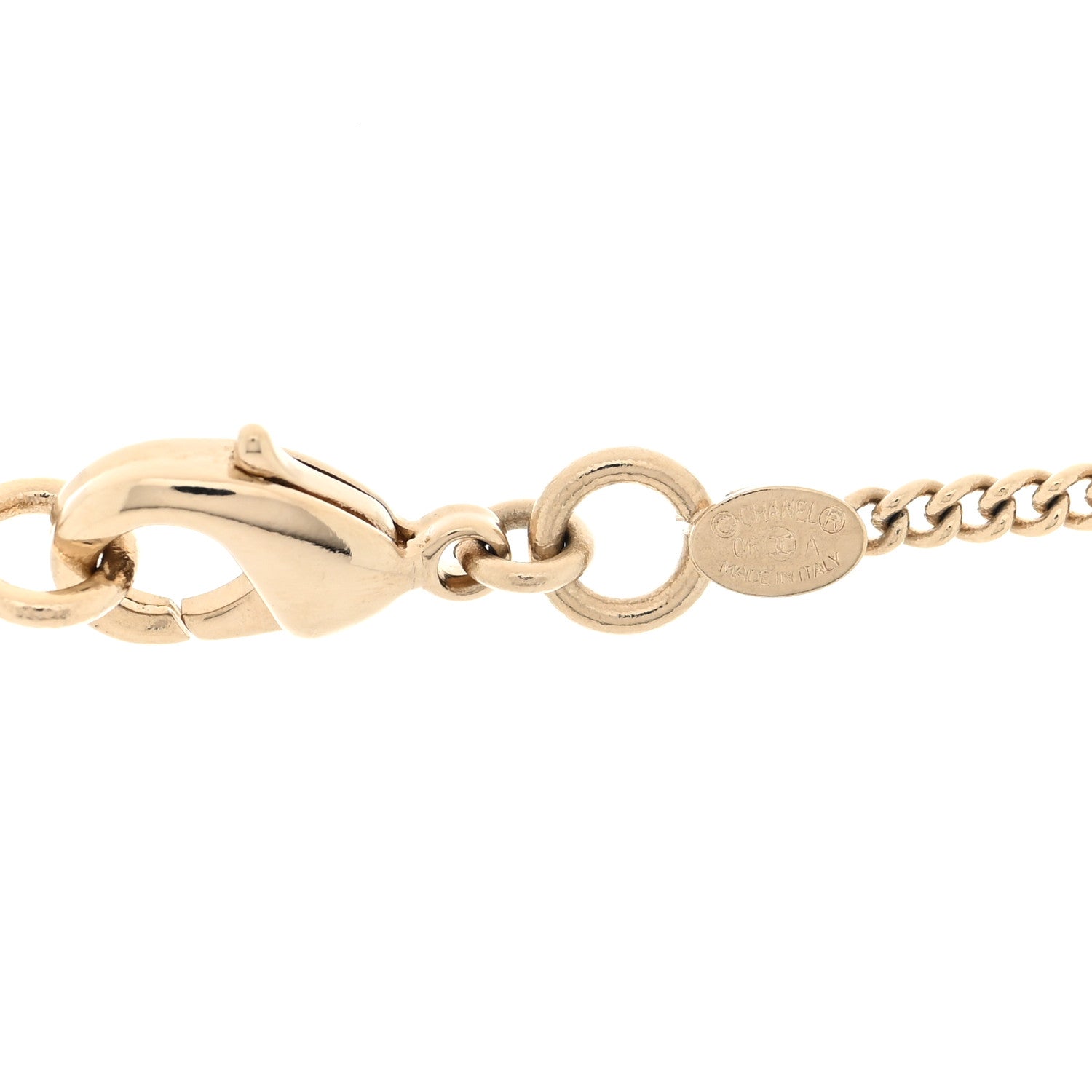 Chanel Crystal CC Long Pendant Necklace Gold Pink 3 of 3