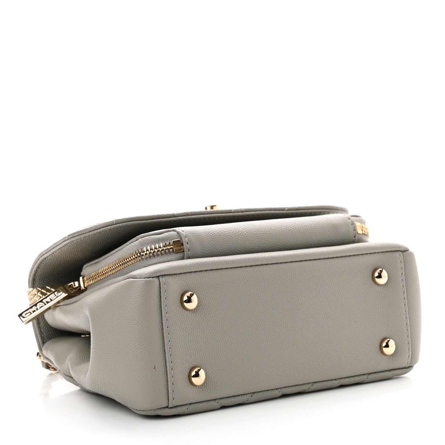 Caviar Quilted Mini Business Affinity Flap Grey
