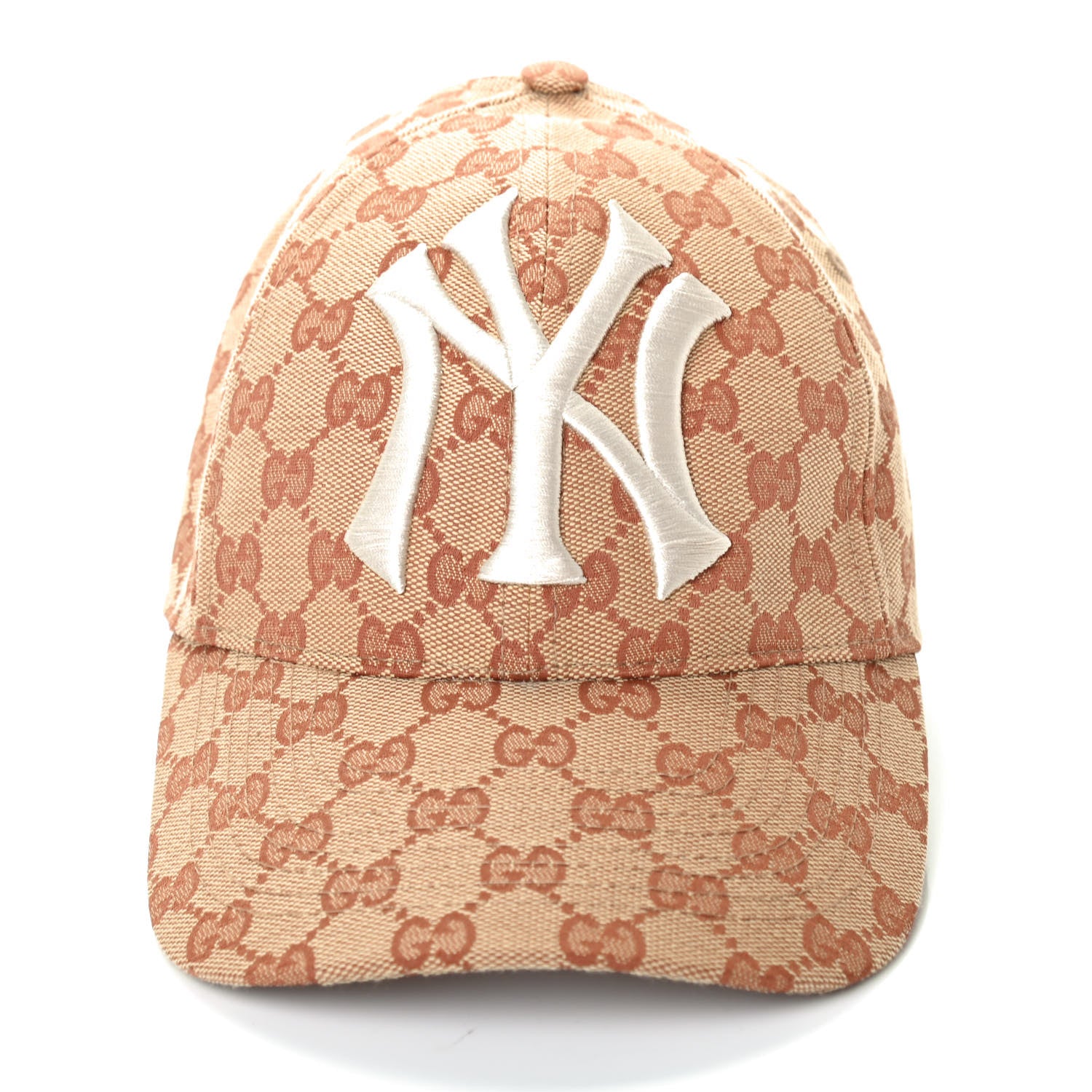 Gucci X MLB Monogram NY Yankees Baseball Hat 57-61 Beige Ruggine 2 of 4