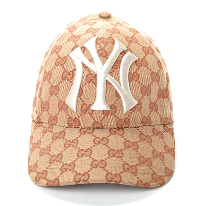 Gucci X MLB Monogram NY Yankees Baseball Hat 57-61 Beige Ruggine 2 of 4
