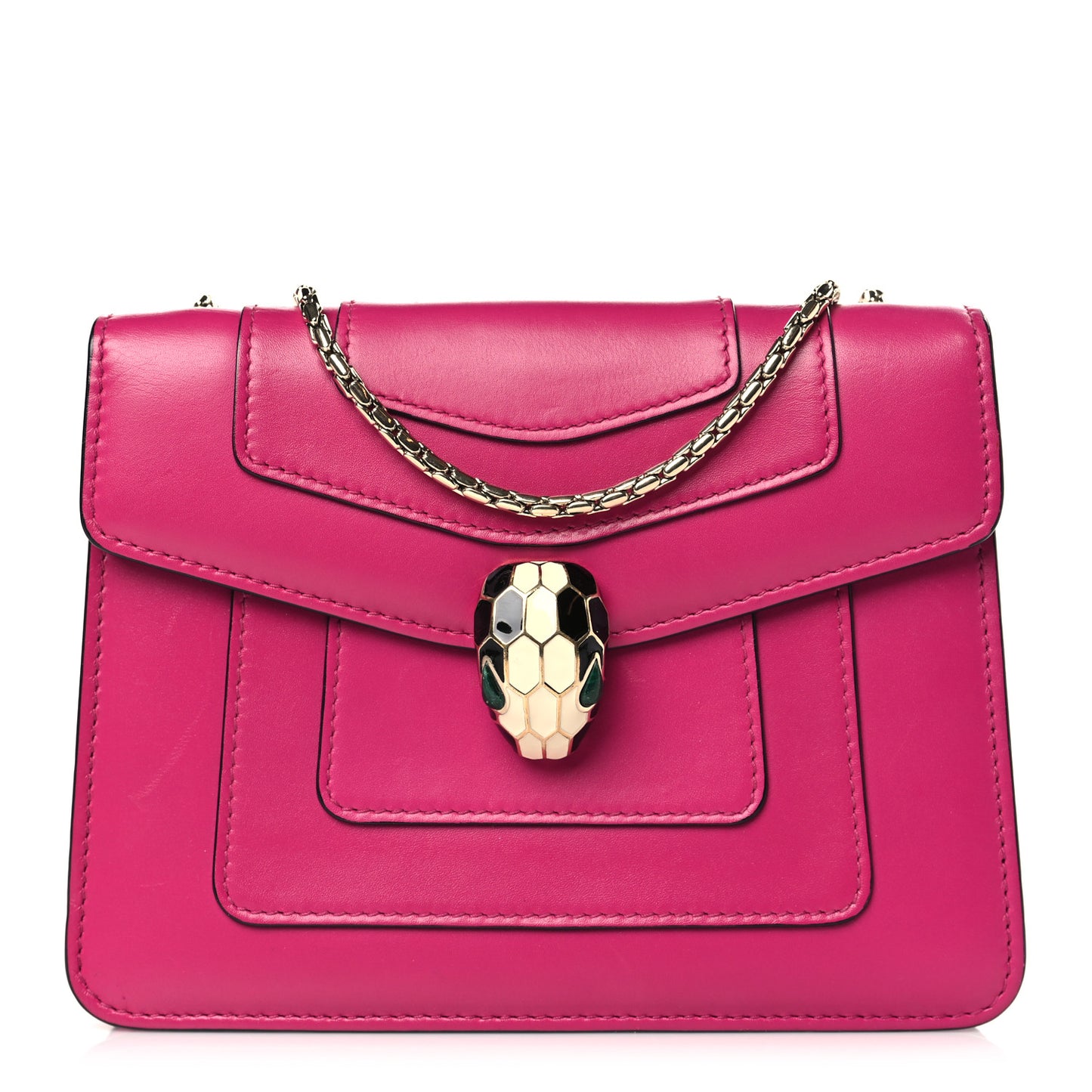 Calfskin Small Serpenti Forever Snake Strap Crossbody Bag Pink