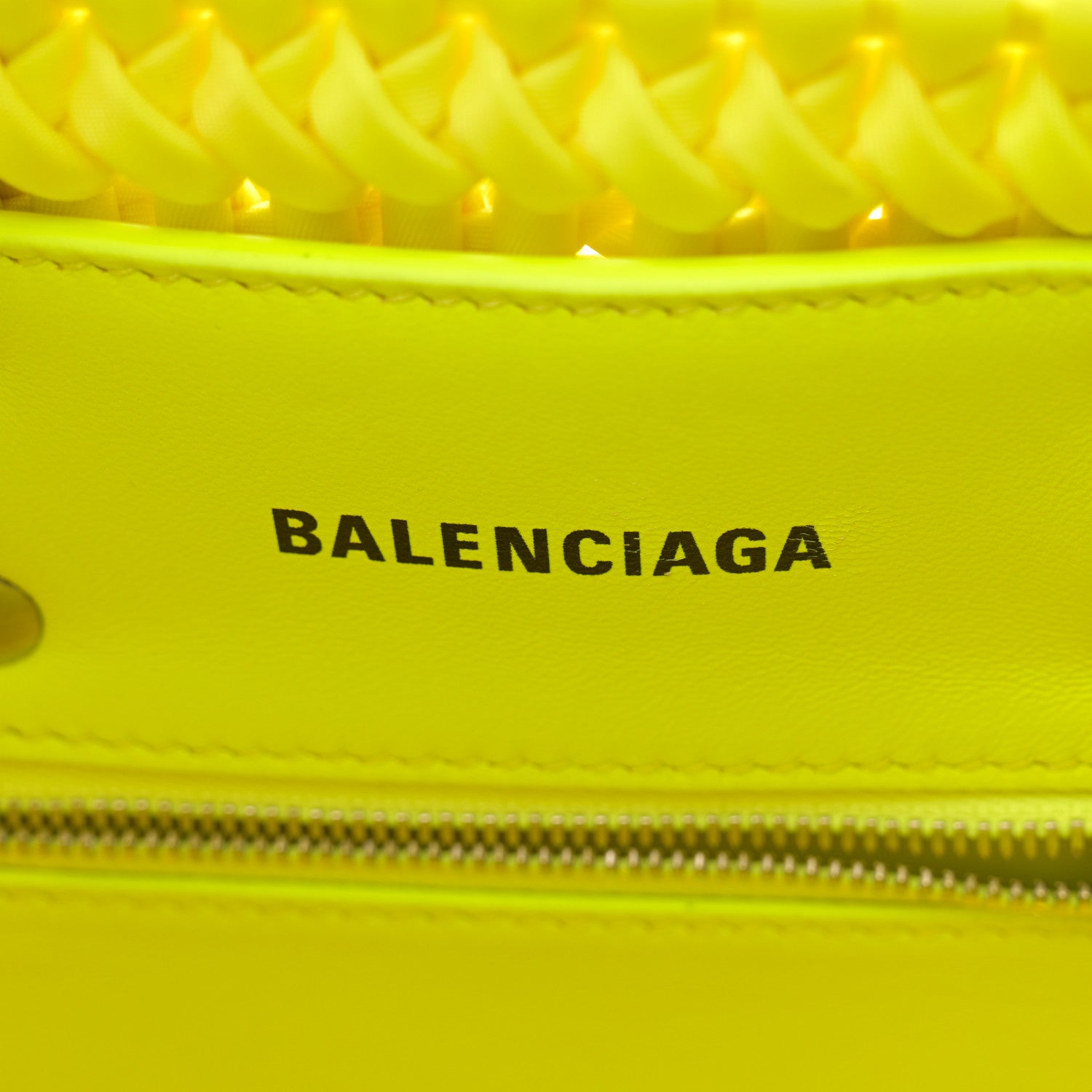 Balenciaga Faux Calfskin XXS Bistro Basket Fluo Yellow 6 of 14
