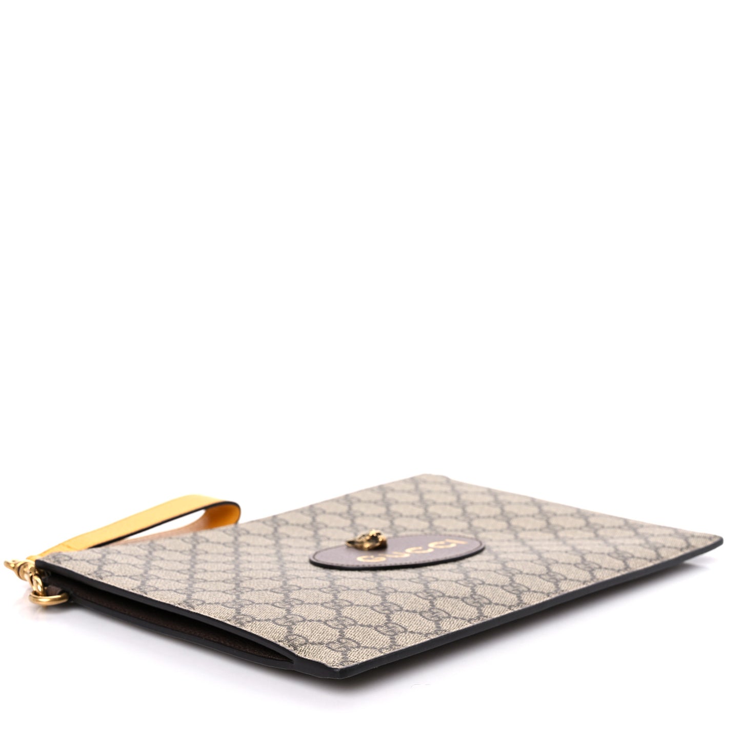 GG Supreme Monogram Neo Vintage Zip Wristlet Pouch Beige New Acero Crop