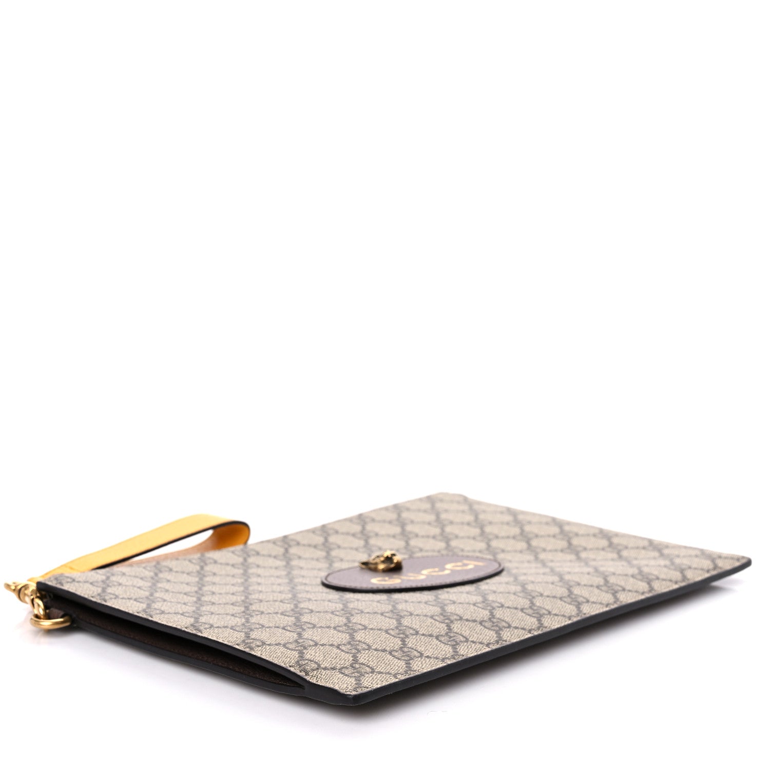 Gucci GG Supreme Monogram Neo Vintage Zip Wristlet Pouch Beige New Acero Crop 5 of 11