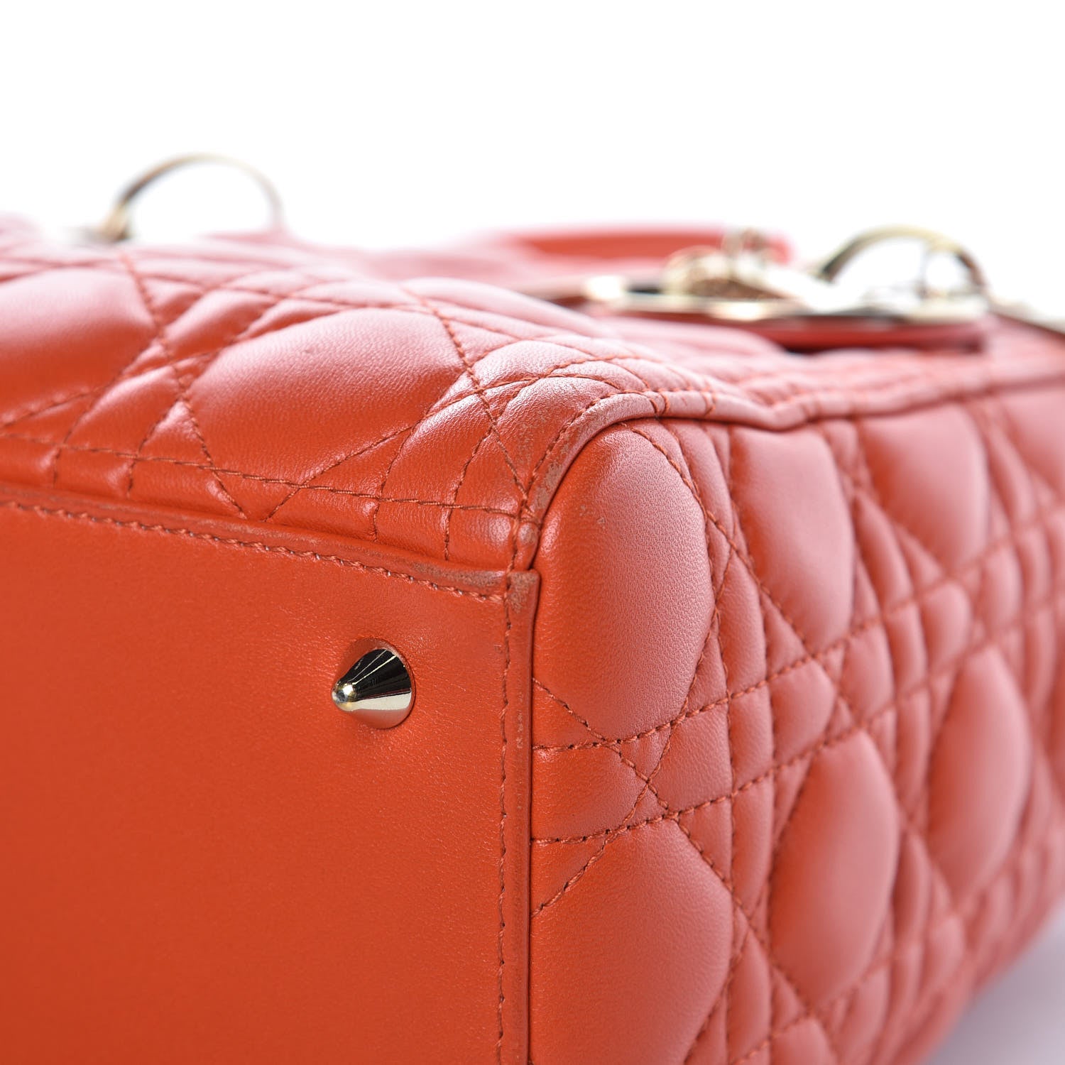Christian Dior Lambskin Cannage Medium Lady Dior Orange 11 of 15