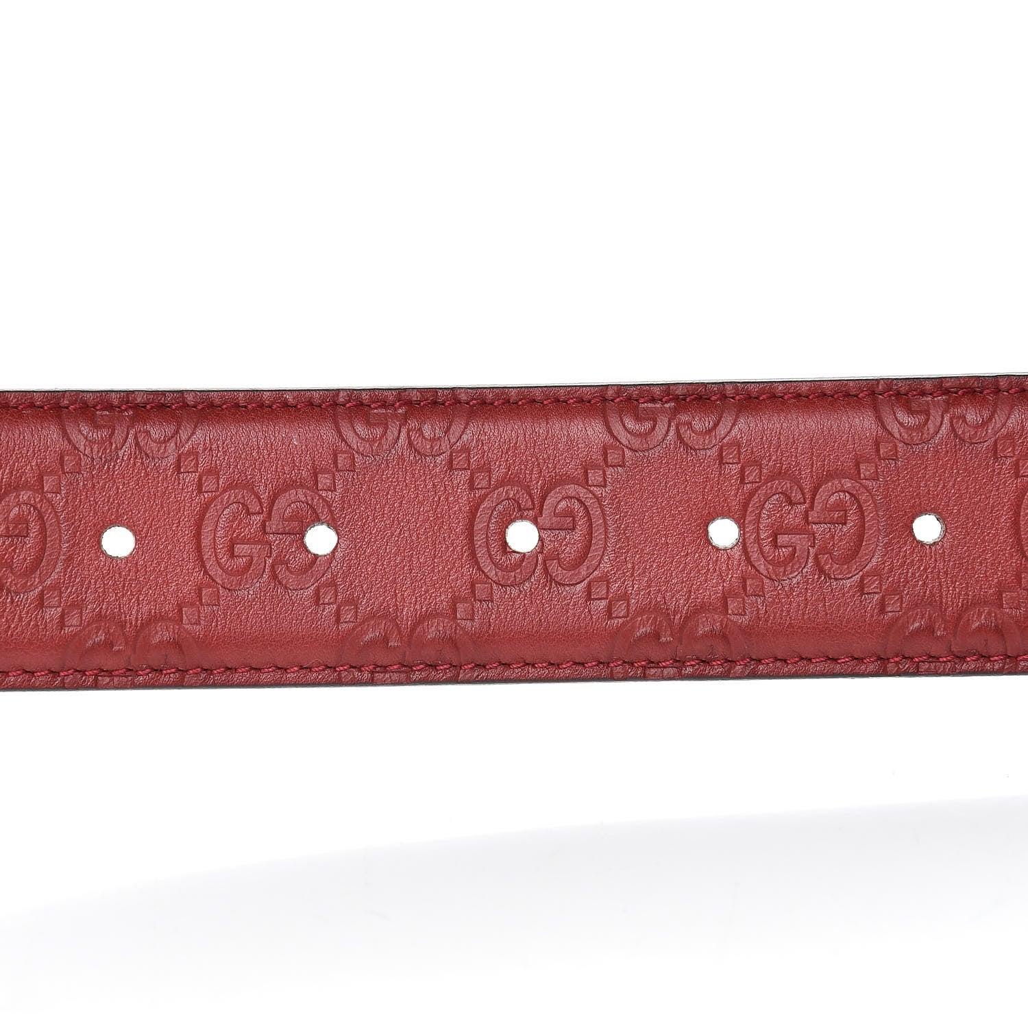 Gucci Soft Guccissima Margaux Calfskin Nickel Interlocking G 37mm Belt 95 38 Rosso 5 of 7