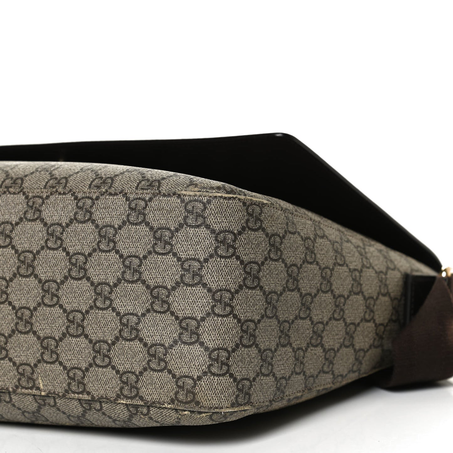 GG Supreme Monogram Selleria Calfskin Large Satchel Messenger Bag Beige Ebony Cocoa Dark Chocolate