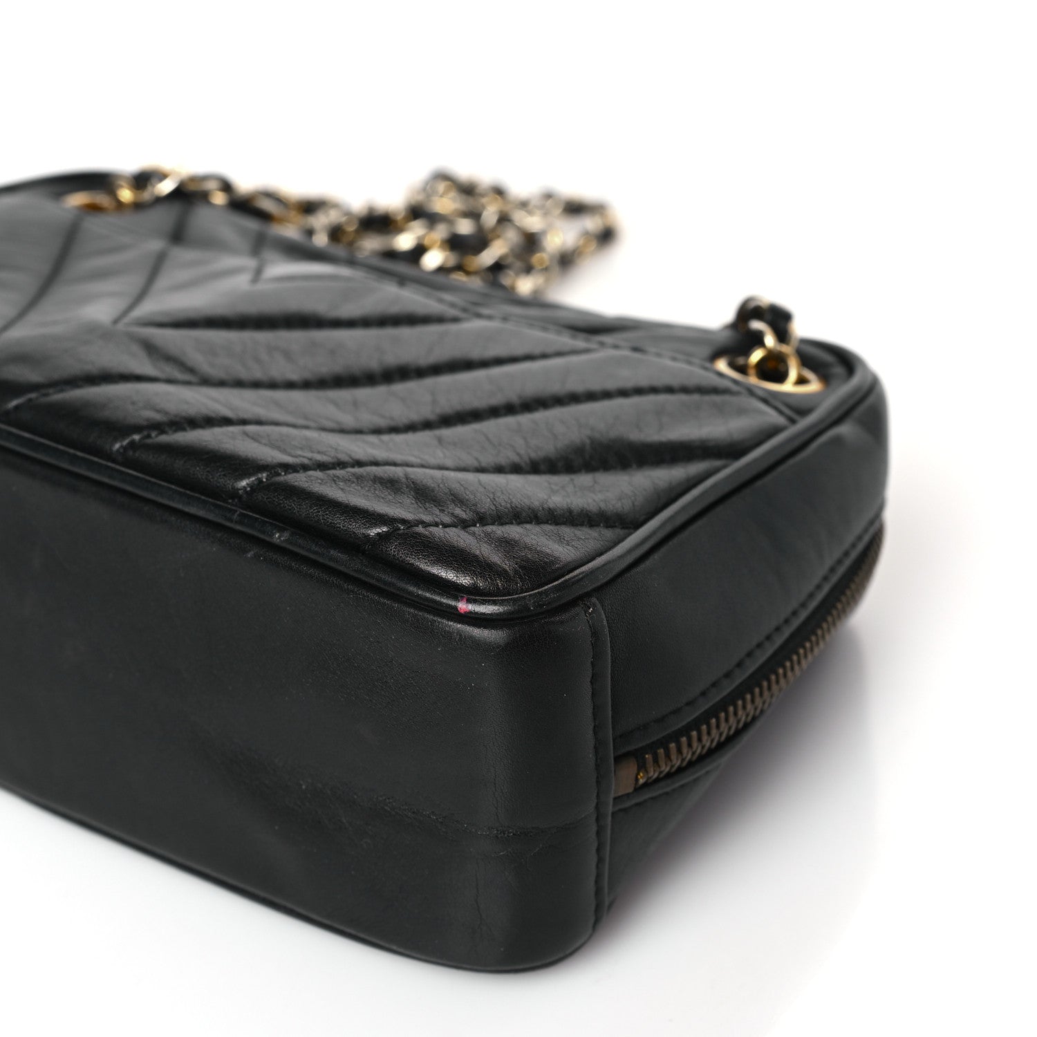 Chanel Lambskin Chevron Quilted Small Camera Case Black 9 of 10