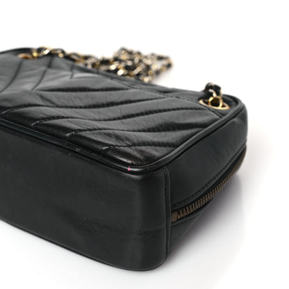 Chanel Lambskin Chevron Quilted Small Camera Case Black 9 of 10
