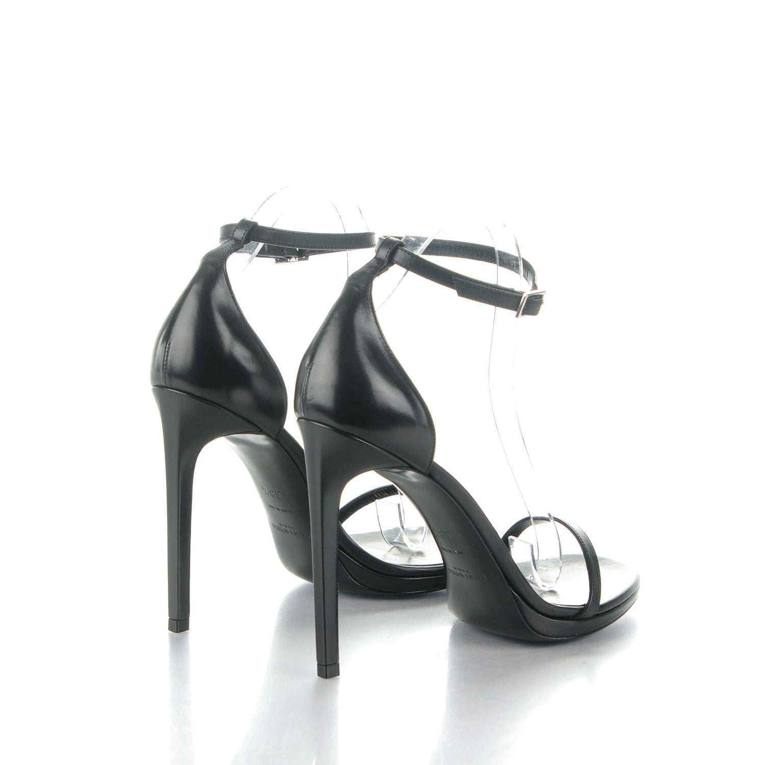 Saint Laurent Calfskin Jane 105 Ankle Strap Sandals 38.5 Black 4 of 7