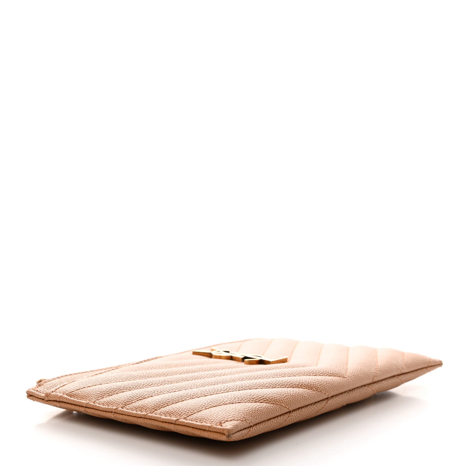 Saint Laurent Grain De Poudre Chevron Monogram Bill Pouch Dune 4 of 8