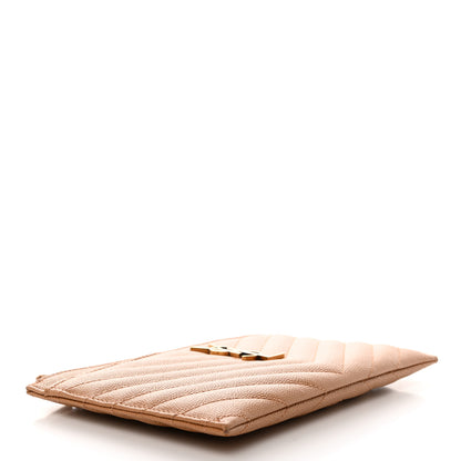 Saint Laurent Grain De Poudre Chevron Monogram Bill Pouch Dune 4 of 8