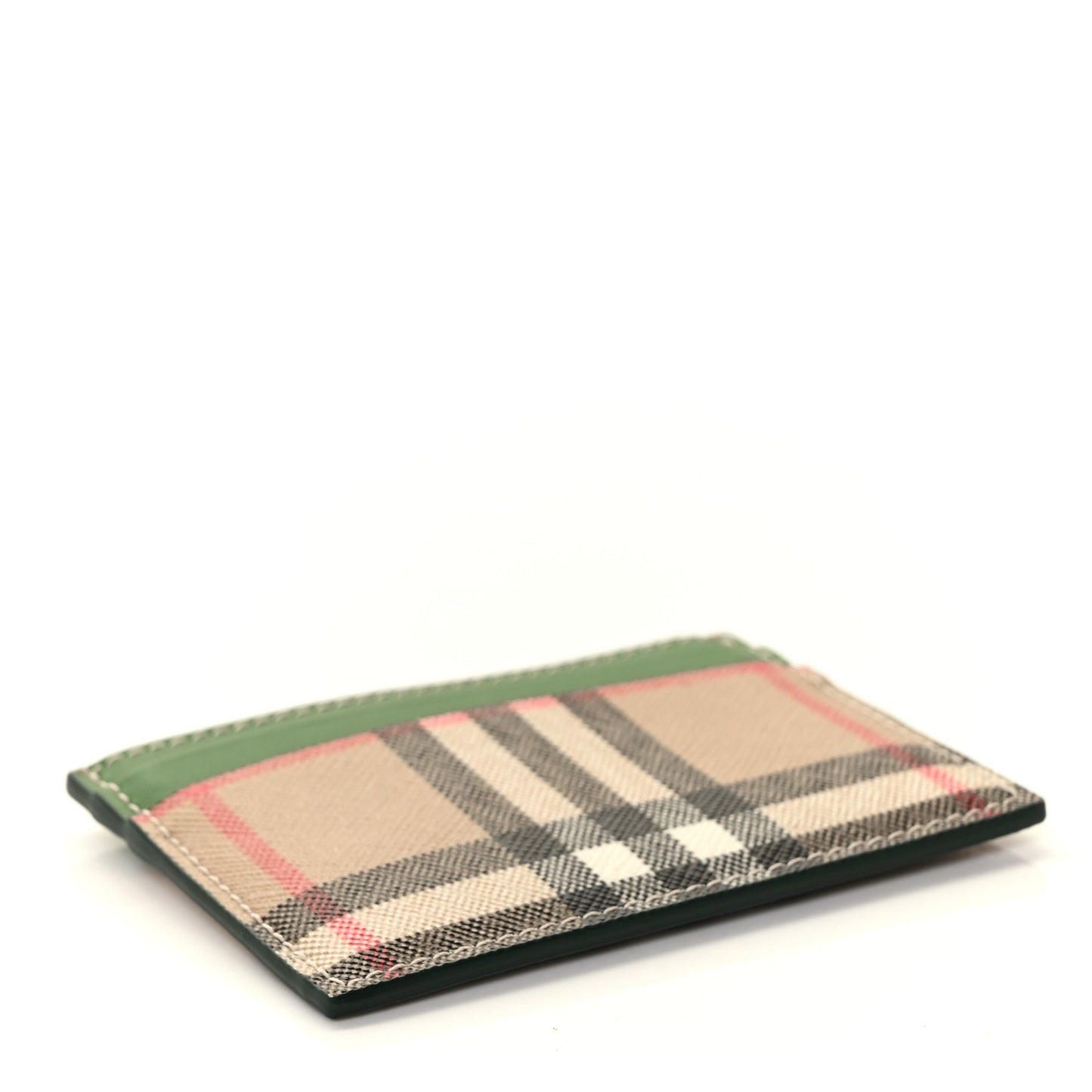 Vintage Check Calfskin Card Case Ivy Green