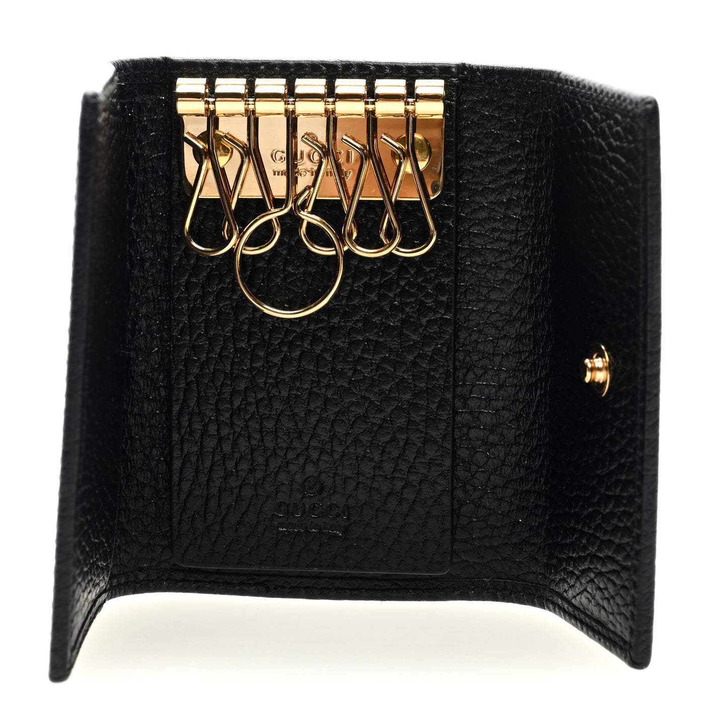Pebbled Calfskin GG Marmont 6 Key Holder Black