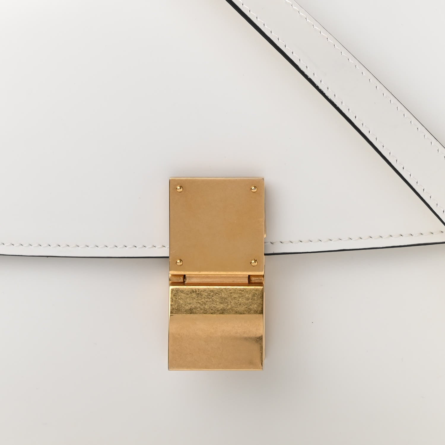 Celine Spazzolato Calfskin Medium Classic Box Flap Bag White 9 of 16