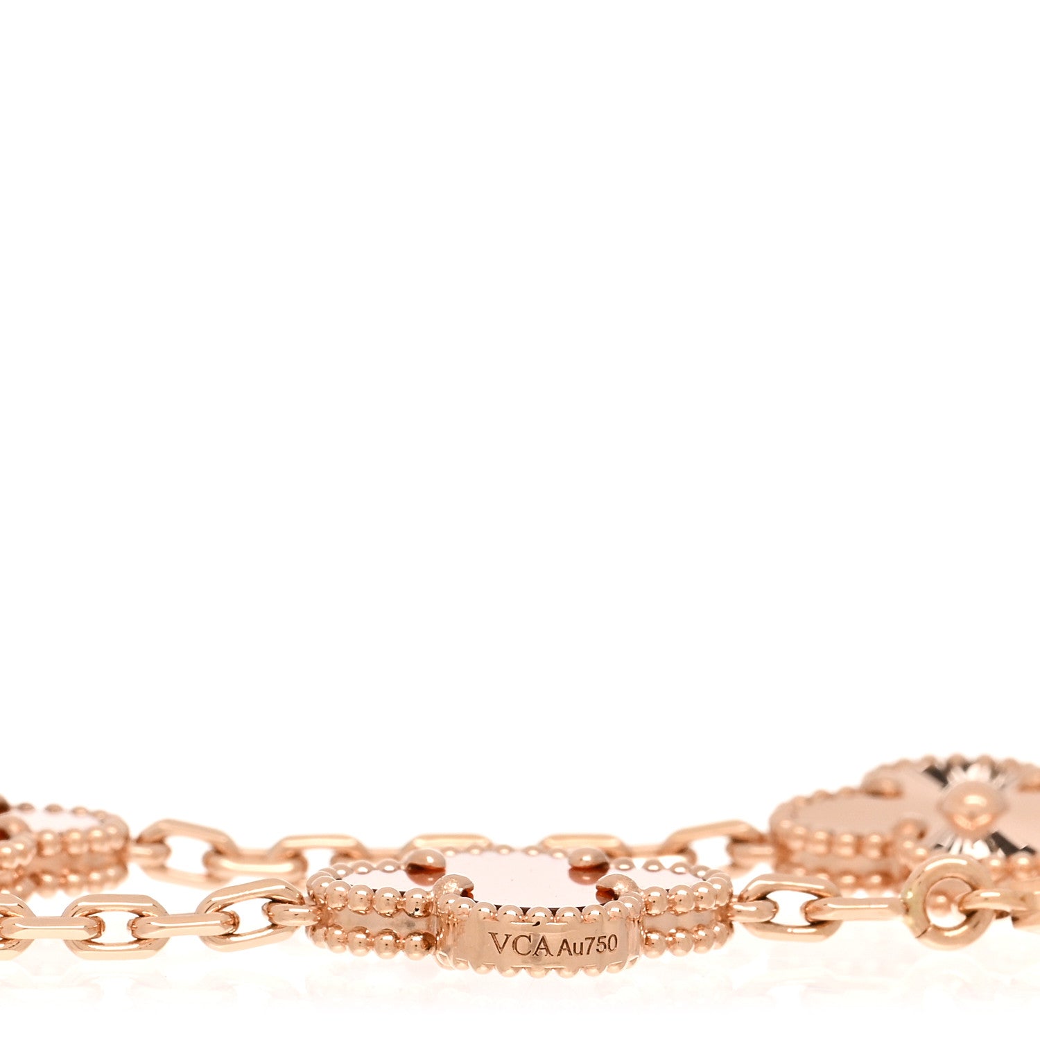 Van Cleef & Arpels 18K Rose Gold Carnelian 5 Motifs Guilloche Vintage Alhambra Bracelet 3 of 5
