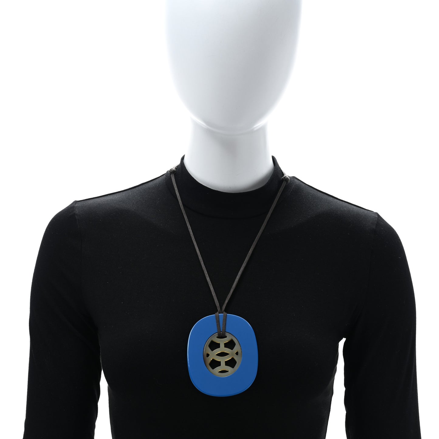 Buffalo Horn Lacquer Lift Necklace Bleu Saphir