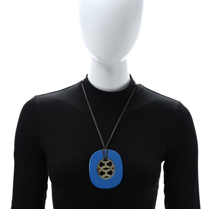 Hermes Buffalo Horn Lacquer Lift Necklace Bleu Saphir 3 of 4