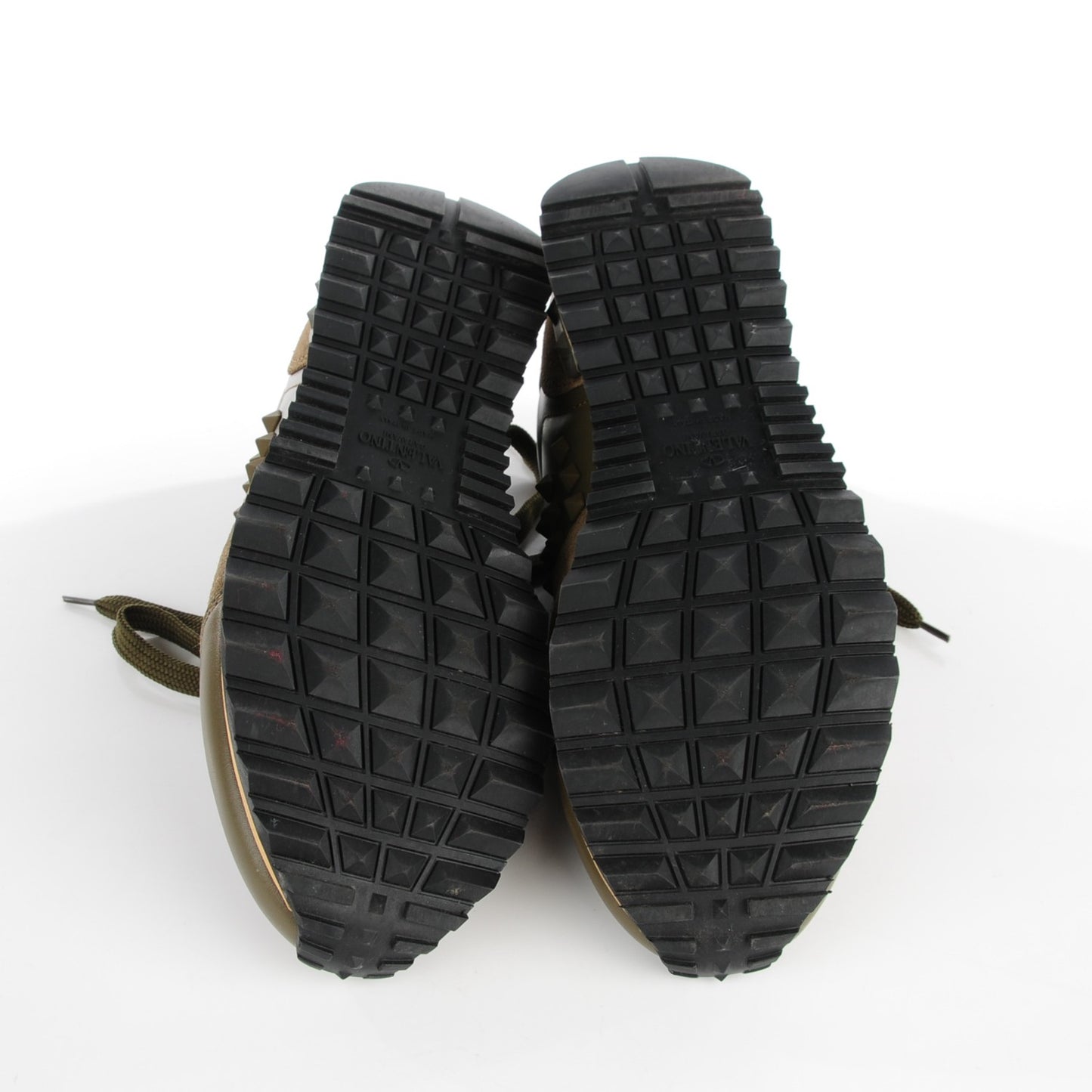Calfskin Suede Rockstud Sneakers 39 Army Green