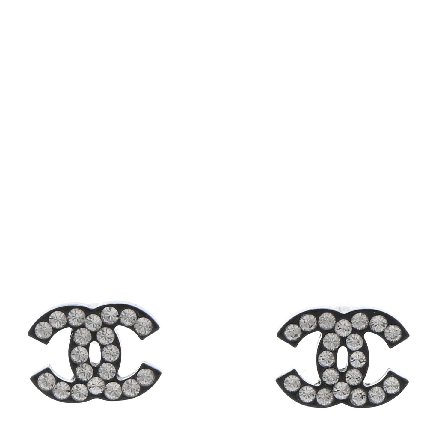 Resin Crystal CC Earrings Black