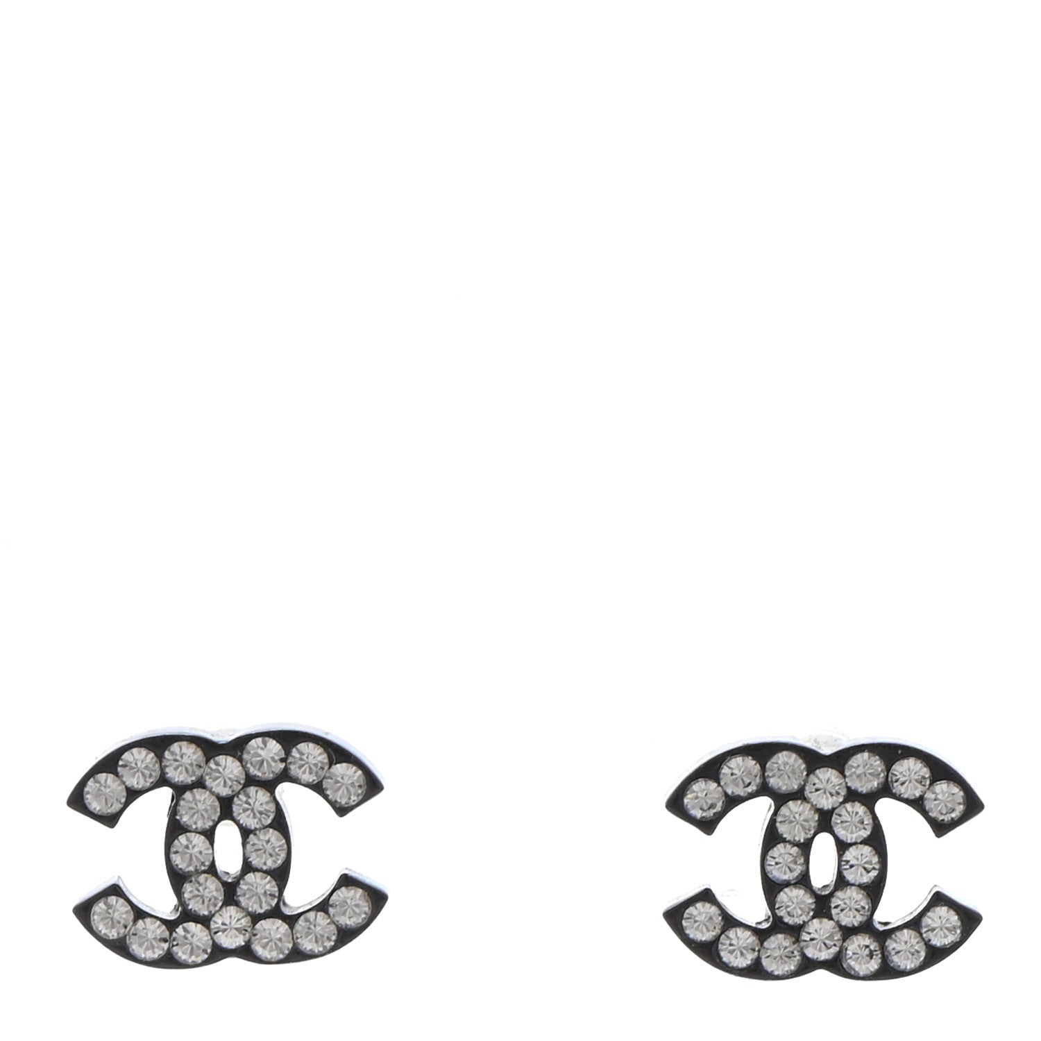 Chanel Resin Crystal CC Earrings Black 1 of 4